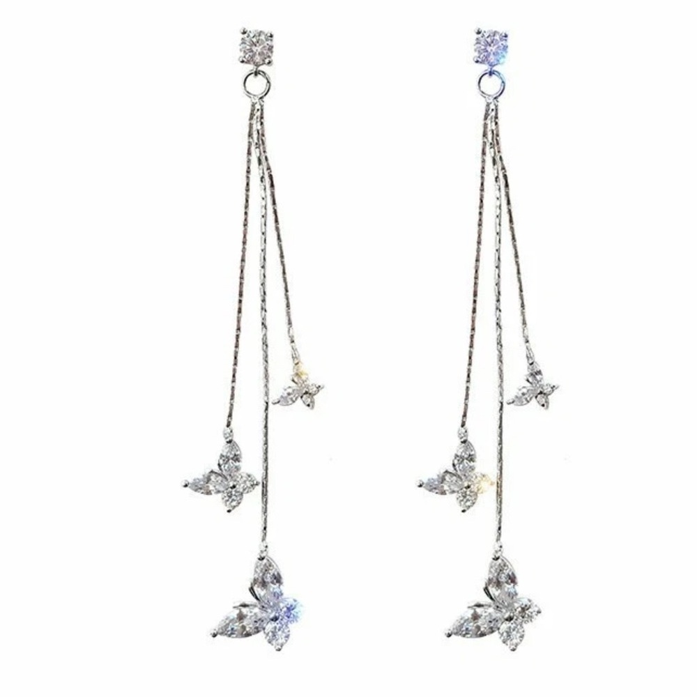 + Elegant Silver Butterfly Dangle Earrings - Picture 8 of 8